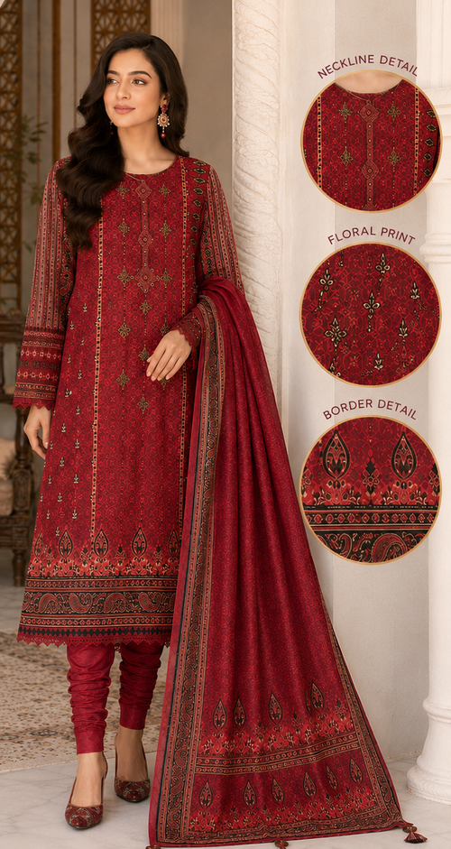 3 Piece Embroidered  Unstitched Collection