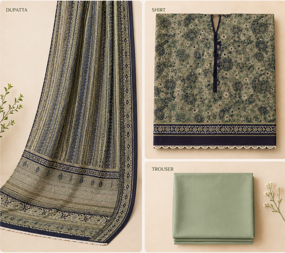 3 Piece Printed Unstitched Collection