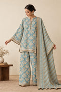 3 Piece Unstitched Khaddar with Printed Dupatta