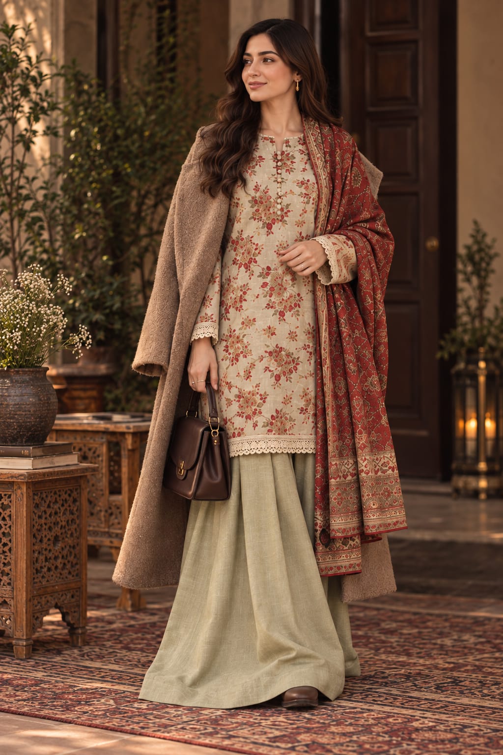 3 Piece Unstitched Woven In Khaddar