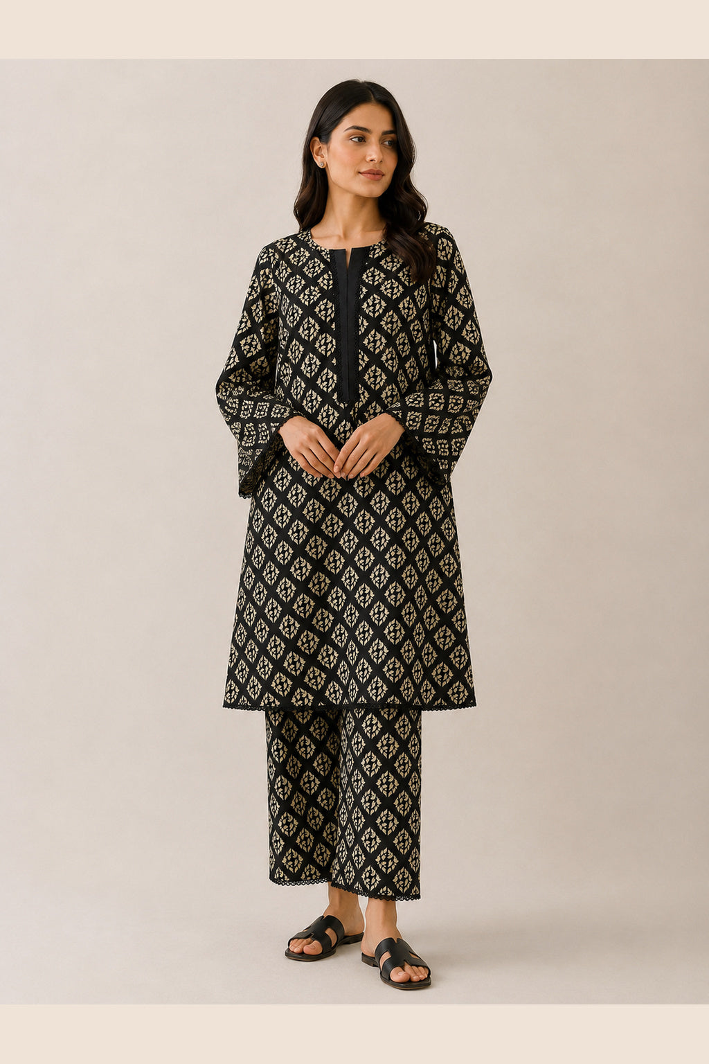 Stitched Black Printed CO-ORD SET