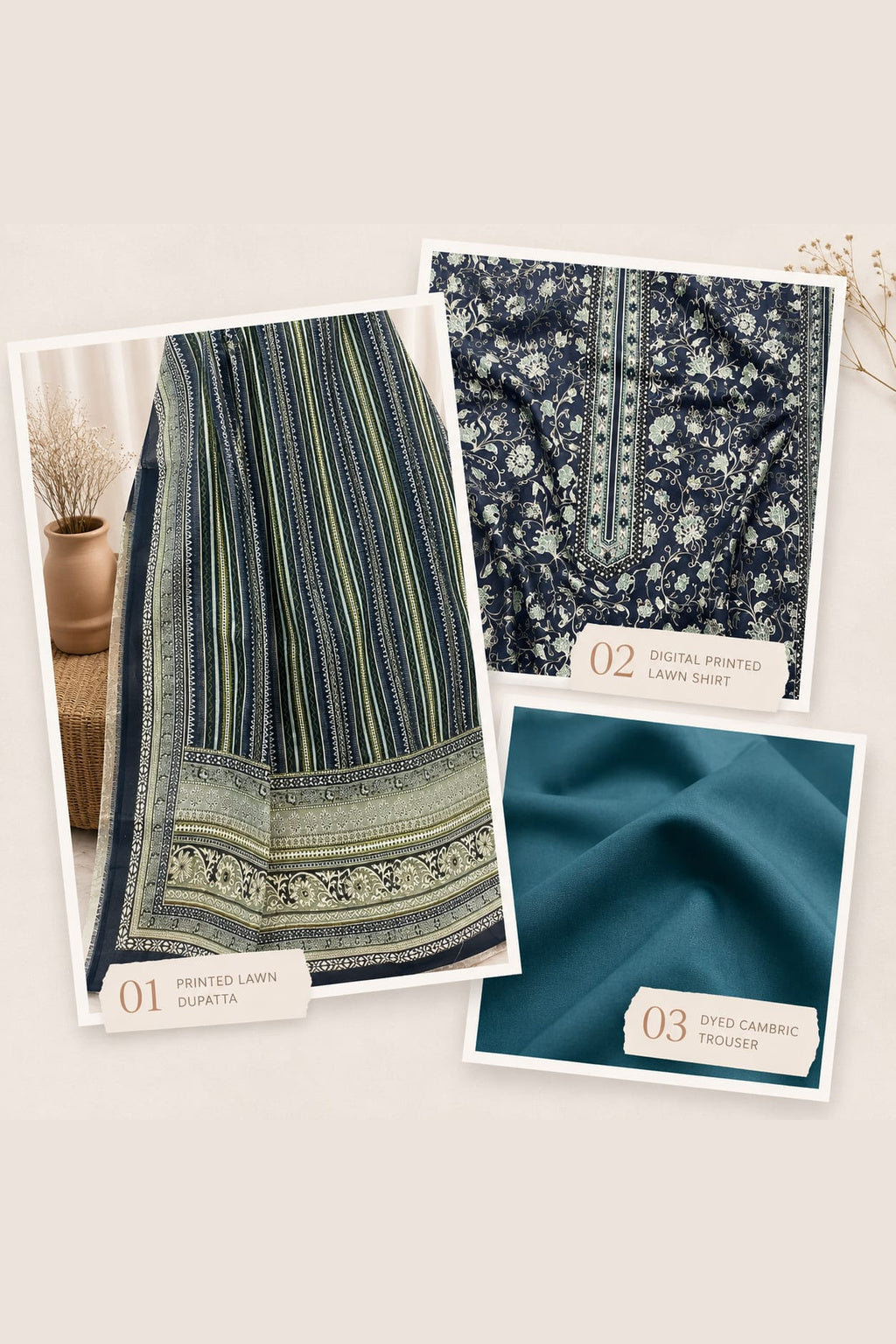 3 Piece Printed Unstitched Collection